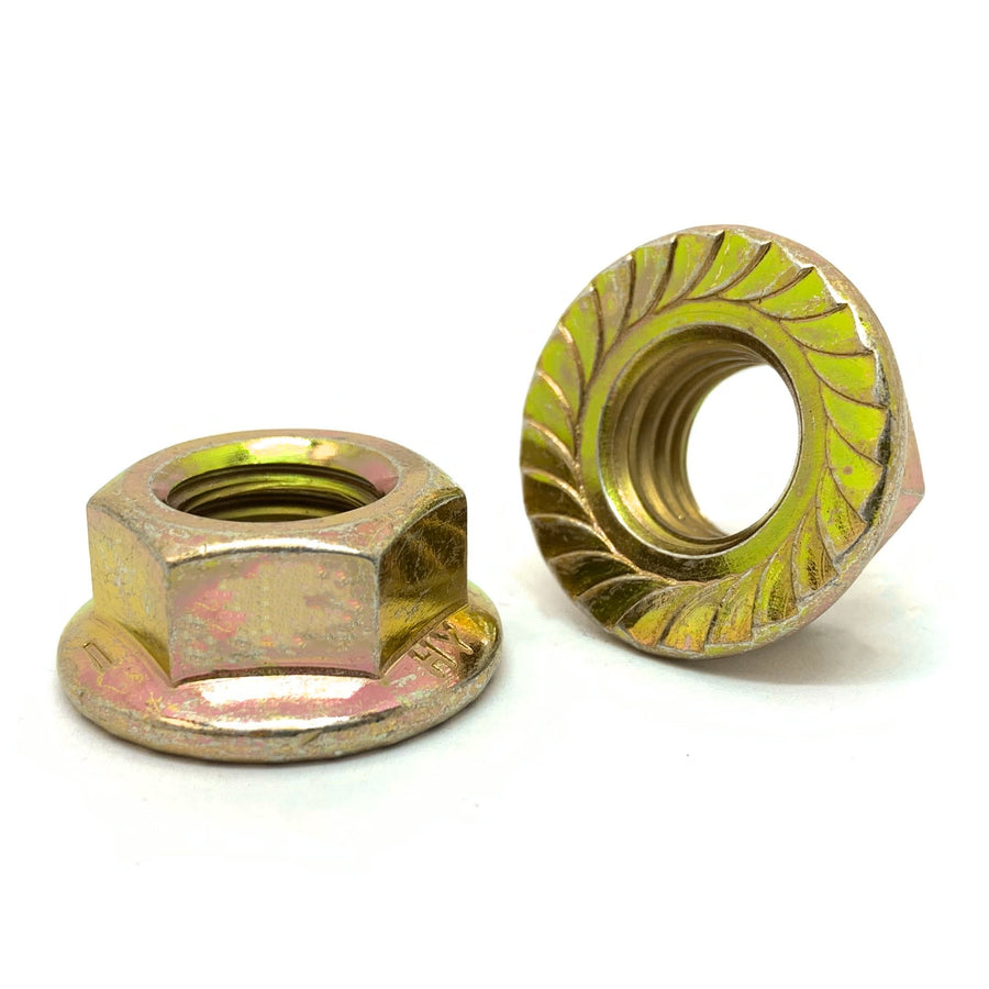 5/8"-11 Grade 8 Serrated Hex Flange Lock Nuts Zinc Yellow