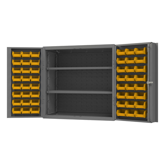 Cabinet, 2 Shelves, 48 Yellow Bins