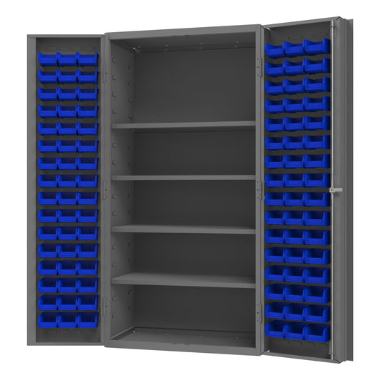 Cabinet, 4 Shelves, 96 Blue Bins