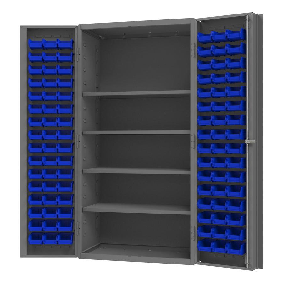 Cabinet, 4 Shelves, 96 Blue Bins