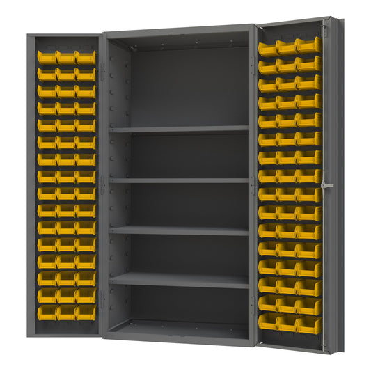 Cabinet, 4 Shelves, 96 Yellow Bins