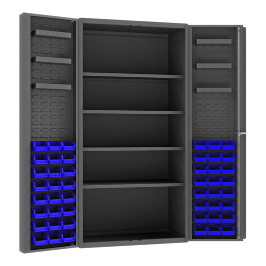 Cabinet, 4 Shelves, 48 Blue Bins