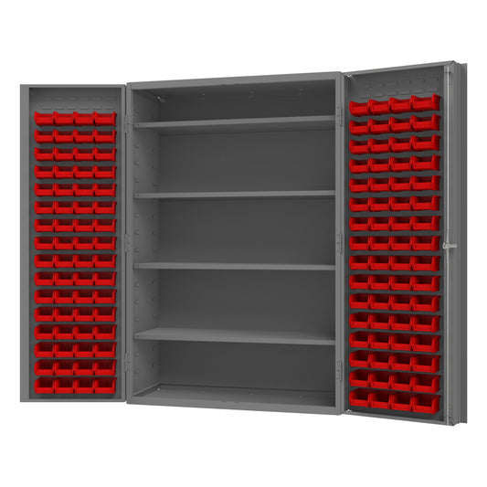 Cabinet, 4 Shelves, 128 Red Bins
