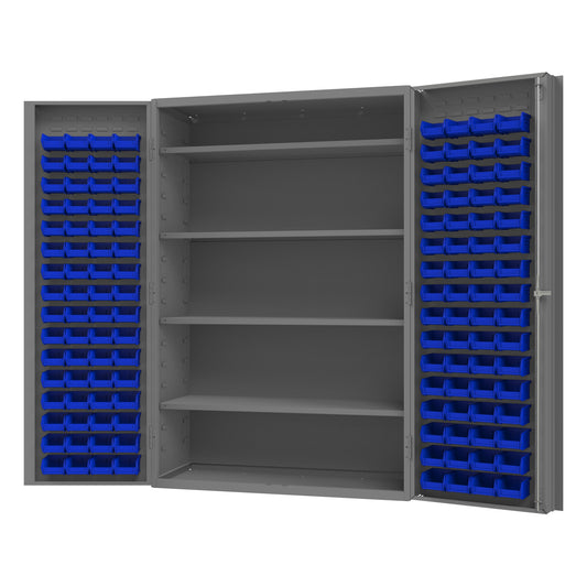Cabinet, 4 Shelves, 128 Blue Bins