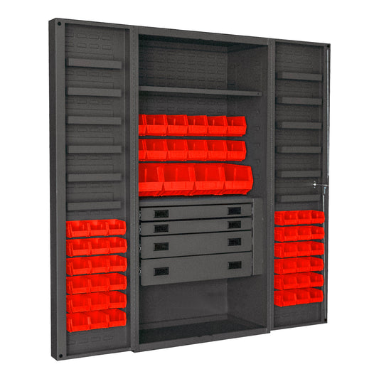 4 Drawer Cabinet, 2 Shelves, 52 Bins