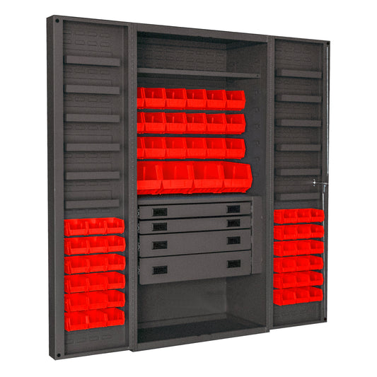 4 Drawer Cabinet, 2 Shelves, 58 Bins