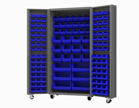 Mobile Bin Cabinet, 132 Bins