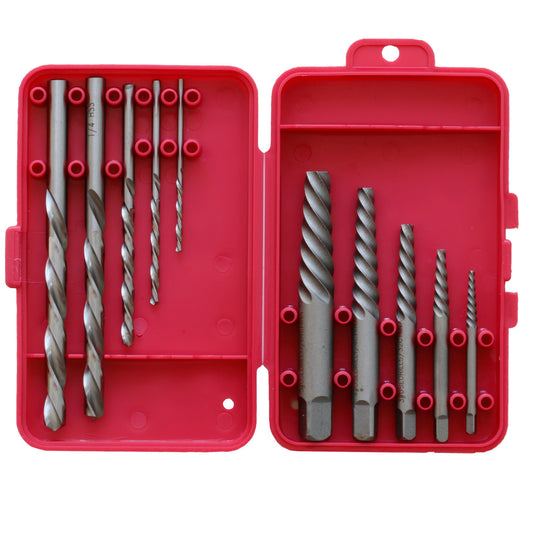 #1-6 Carbon Steel Spiral Flute Screw Extractor Set with Drills