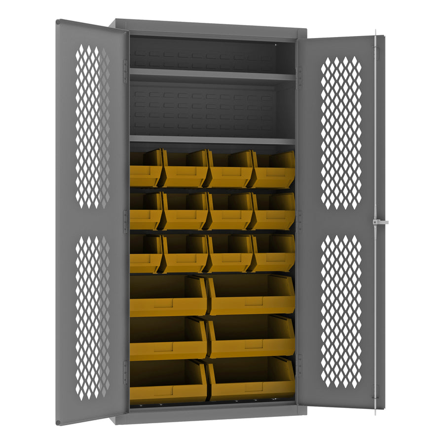 Ventilated Cabinet, 2 Shelves, 18 Bins