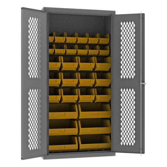 Ventilated Cabinet, 30 Yellow Bins