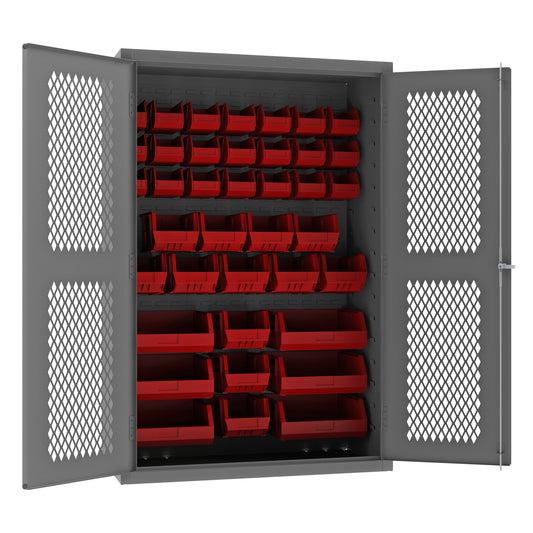 Ventilated Cabinet, 42 Red Bins