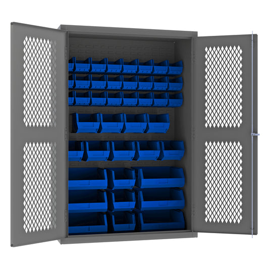 Ventilated Cabinet, 42 Blue Bins