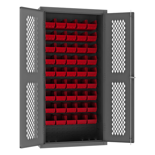 Ventilated Cabinet, 45 Red Bins