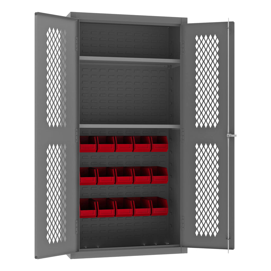 Ventilated Cabinet, 2 Shelves, 15 Bins
