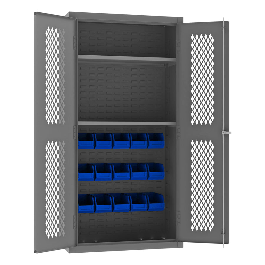 Ventilated Cabinet, 2 Shelves, 15 Bins
