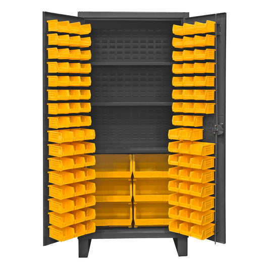 Cabinet, 3 Shelves, 102 Yellow Bins