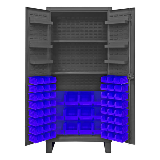 Cabinet, 2 Shelves, 60 Blue Bins