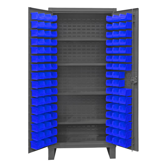 Cabinet, 4 Shelves, 96 Blue Bins
