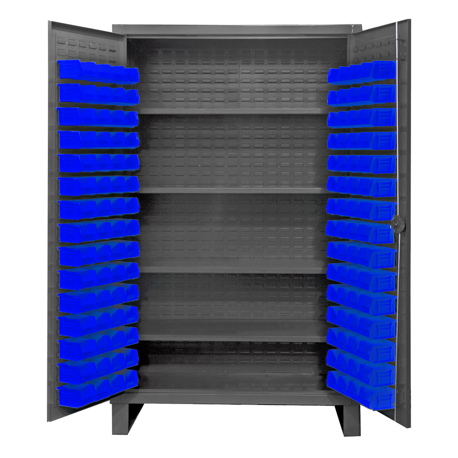 Cabinet, 4 Shelves, 120 Blue Bins