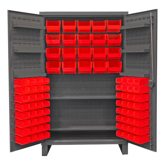 Cabinet, 2 Shelves, 84 Red Bins