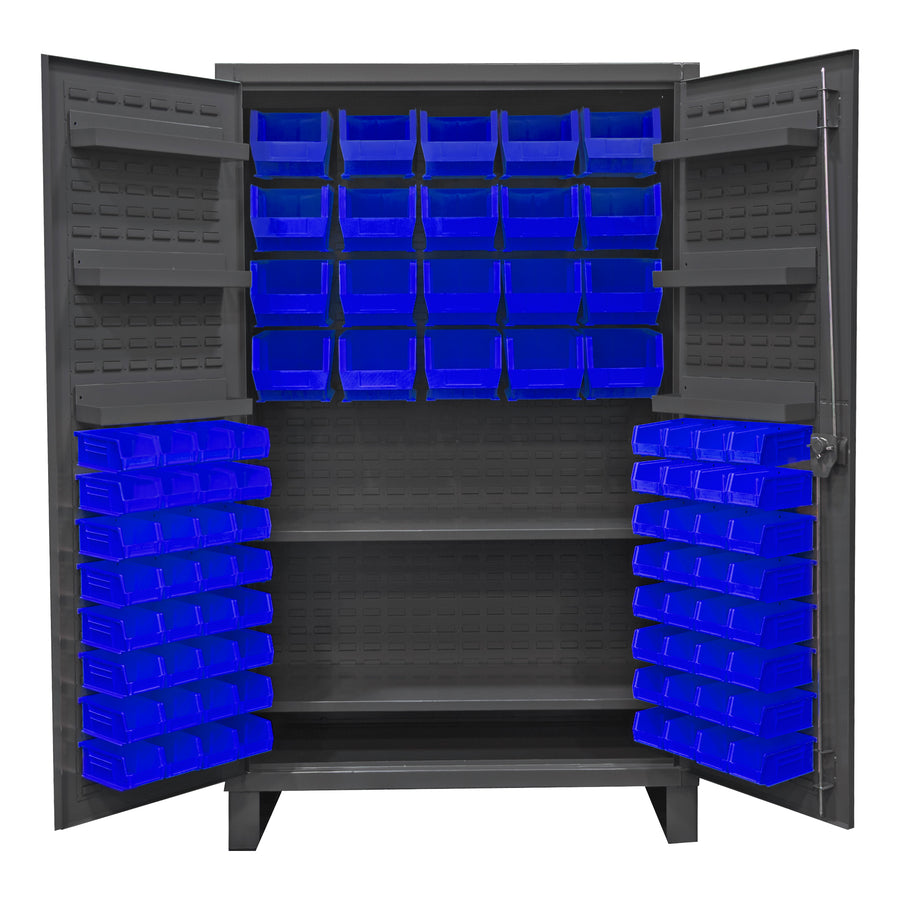 Cabinet, 2 Shelves, 84 Blue Bins