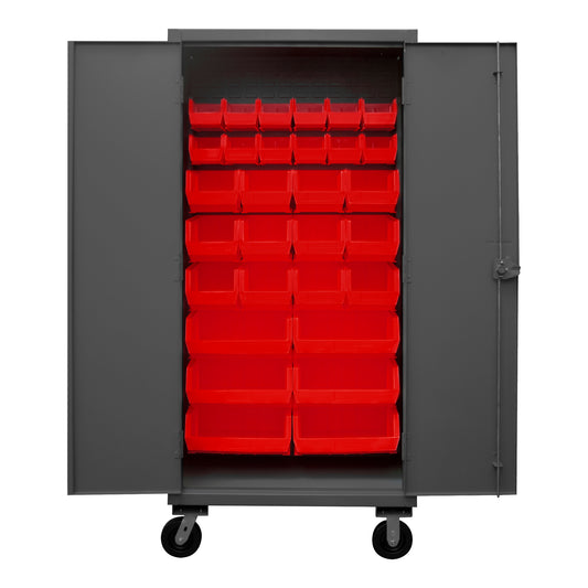 Mobile Cabinet, 30 Red Bins
