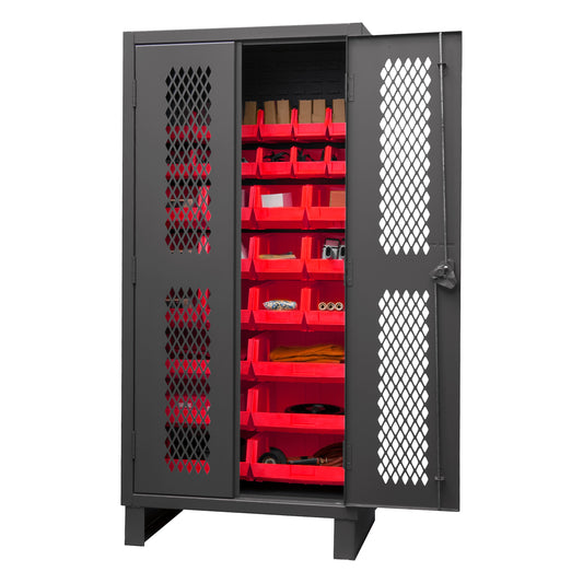 Ventilated Cabinet, 30 Red Bins
