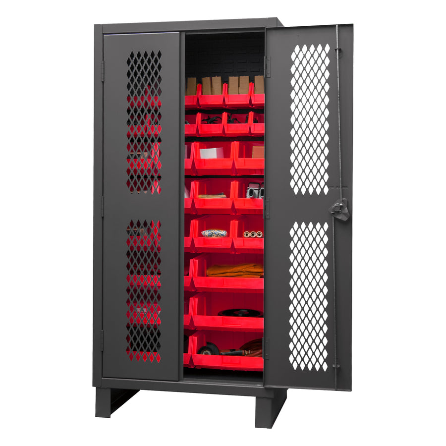 Ventilated Cabinet, 30 Red Bins