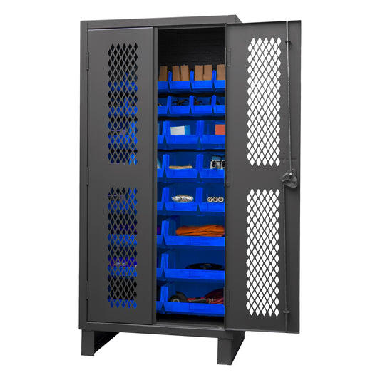Ventilated Cabinet, 30 Blue Bins