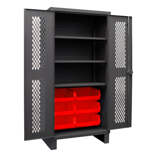 Ventilated Cabinet, 3 Shelves, 6 Bins