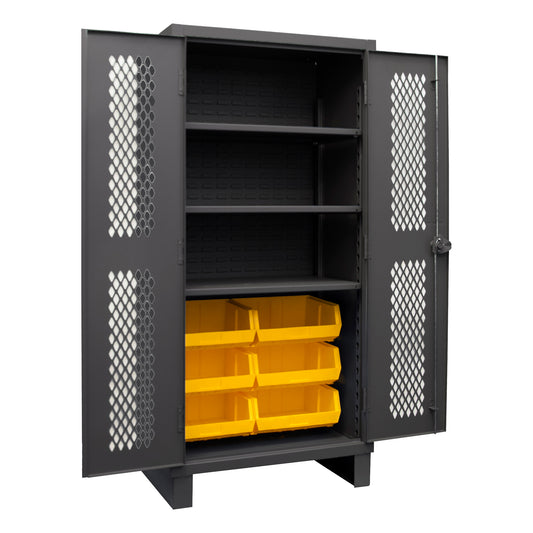 Ventilated Cabinet, 3 Shelves, 6 Bins