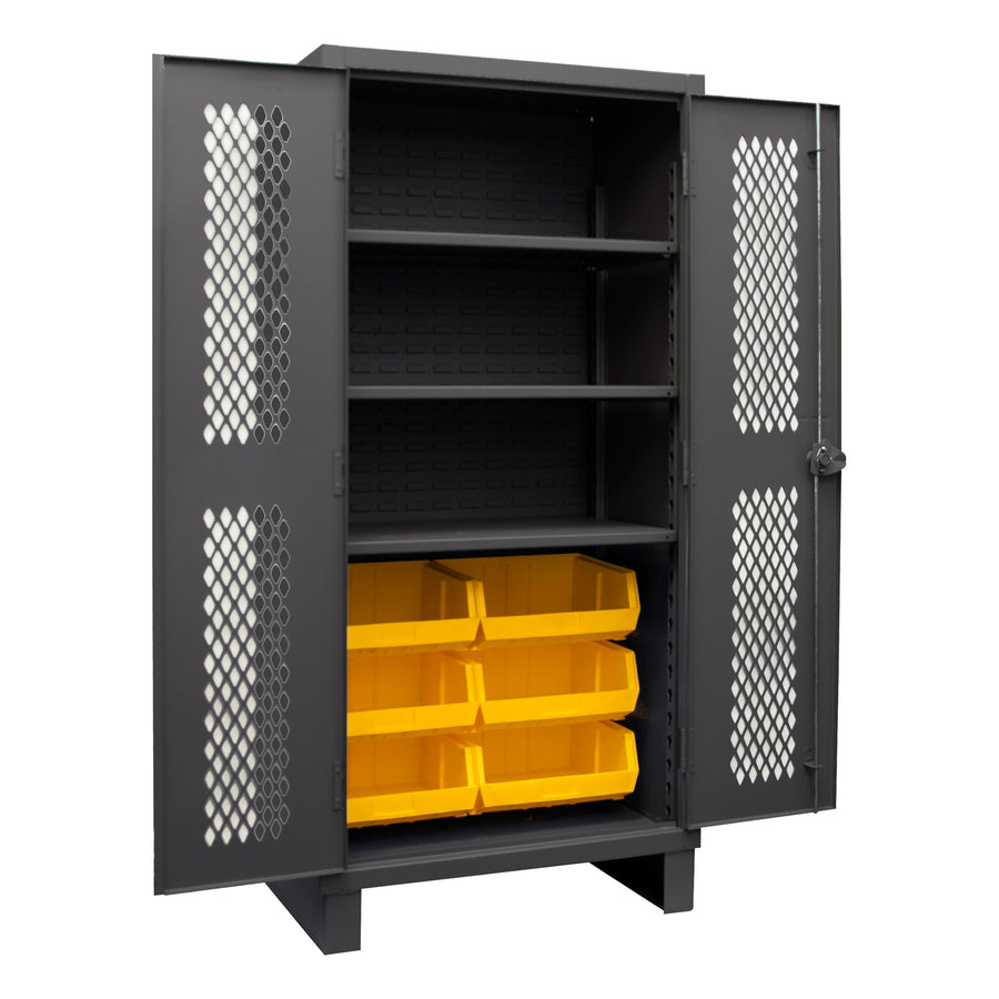 Ventilated Cabinet, 3 Shelves, 6 Bins