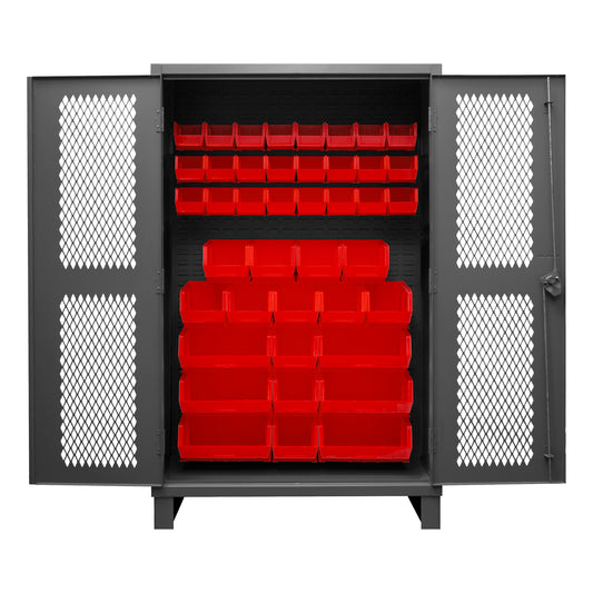 Ventilated Cabinet, 42 Red Bins