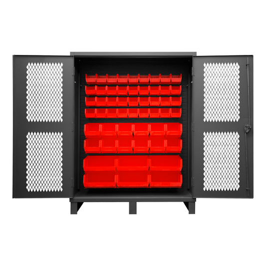Ventilated Cabinet, 54 Red Bins