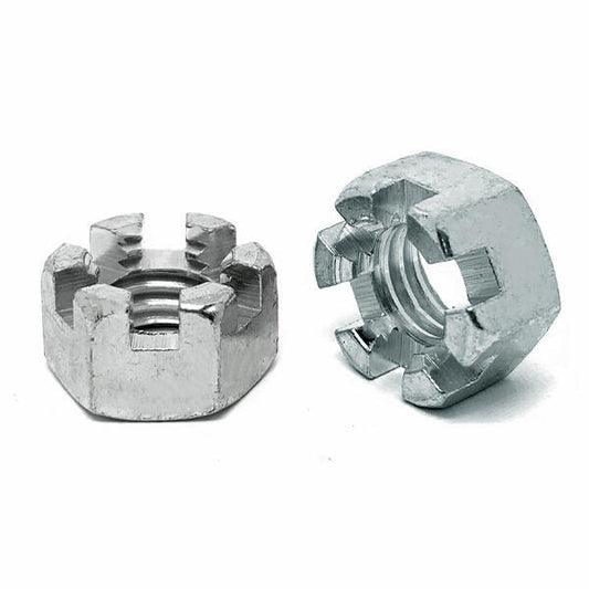 7/8"-14 Steel Slotted Hex Nuts Plain & Oil