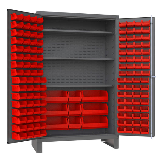 Cabinet, 3 Shelves, 137 Red Bins