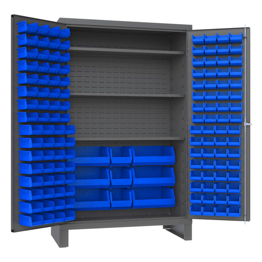 Cabinet, 3 Shelves, 137 Blue Bins