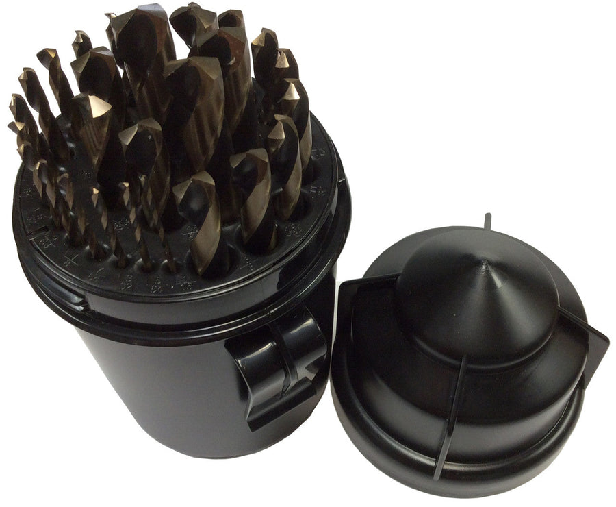 29 Piece HSS Black & Gold KFD Split Point Mechanics Length Drill Bit Set, 1/16" - 1/2", Plastic Case