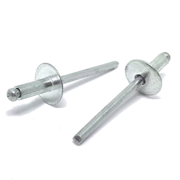 1/8" Dia 1/16"-1/8" (42) Grip - Oversized Head Blind Rivets Steel/Steel Mandrel Zinc