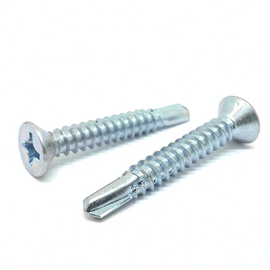 #12x1-1/2" Phillips Flat Head #3 Point Self Drilling Sheet Metal Screws Zinc