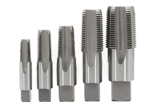 5 Piece Carbon Steel NPT Pipe Tap Set (1/8" 1/4" 3/8" 1/2" and 3/4")