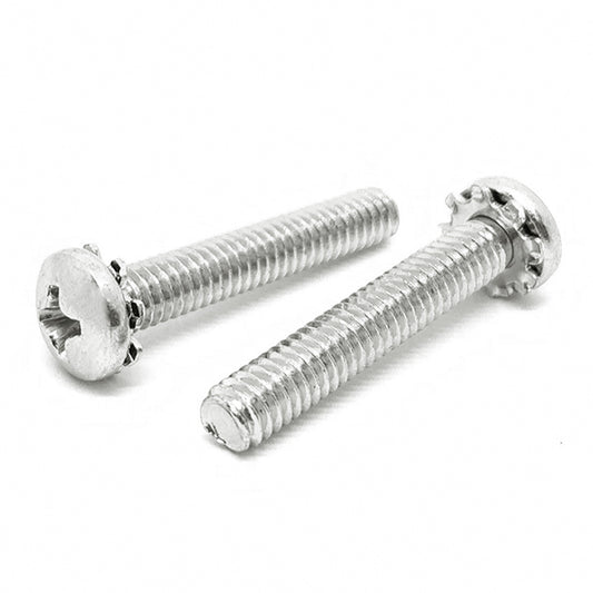 #6-32x5/8" 410 Stainless Steel External Tooth Sems Phillips Pan Head Machine Screws