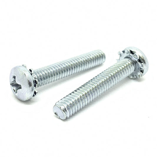 1/4-20x1-1/2" External Tooth Sems Phillips Pan Head Machine Screws Zinc