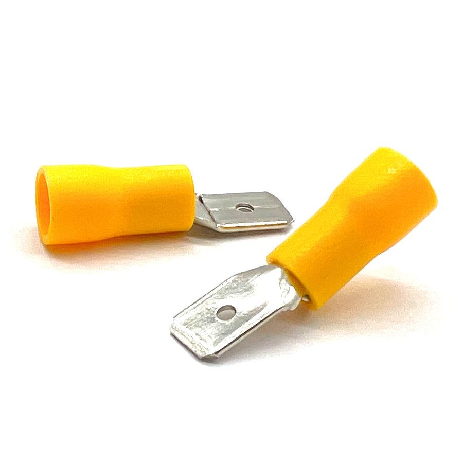 Yellow PVC/Vinyl Male Spade Crimp Connector, AWG 12-10