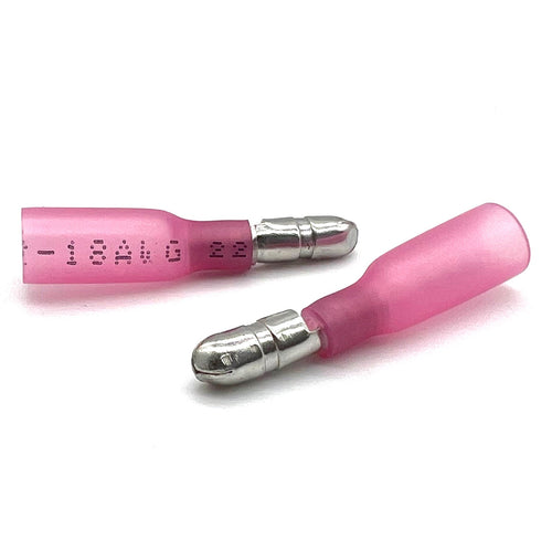 Red Heat Shrink Marine Grade Male Bullet Connectors, AWG 22-18