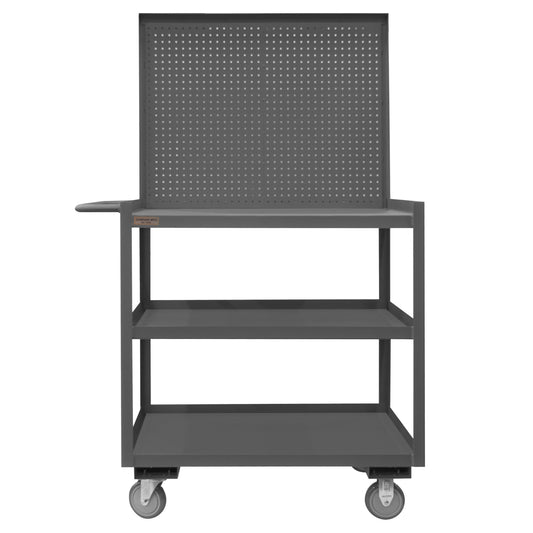 Stock Cart, 3 Shelves, 24 x 48, Pegboard