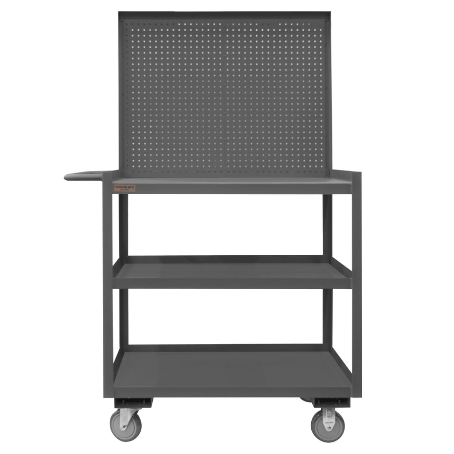Stock Cart, 3 Shelves, 24 x 48, Pegboard