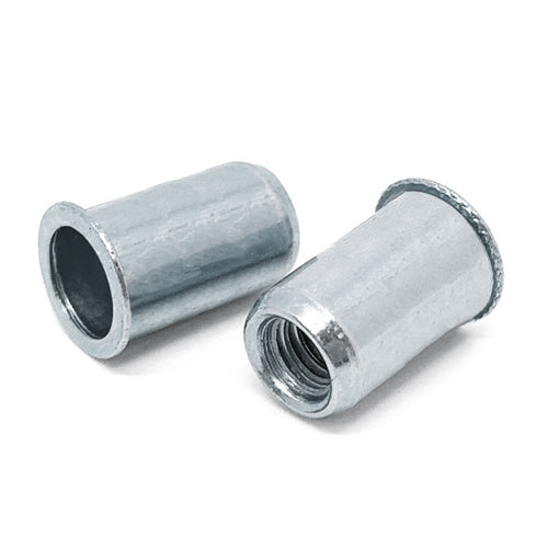 #10-24 (.020-.130) Steel Small Flange Smooth Body Rivet Nut Zinc Clear