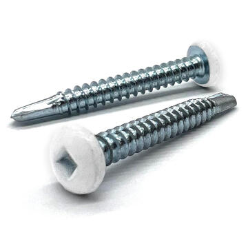#10x1-1/2" Pan Head Square Drive #3 Point Self-Drilling TEKS Screw White Painted Head Zinc