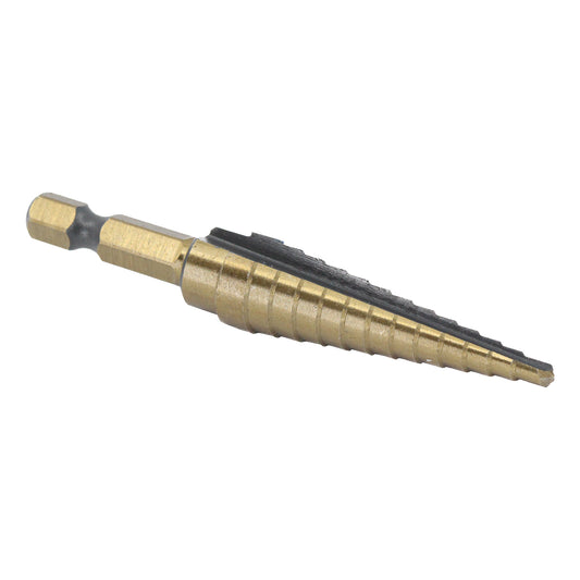 #1 HSS Black & Gold Quick Change Hex Shank Step Drill Bit (1/8"- 1/2 by 1/32")